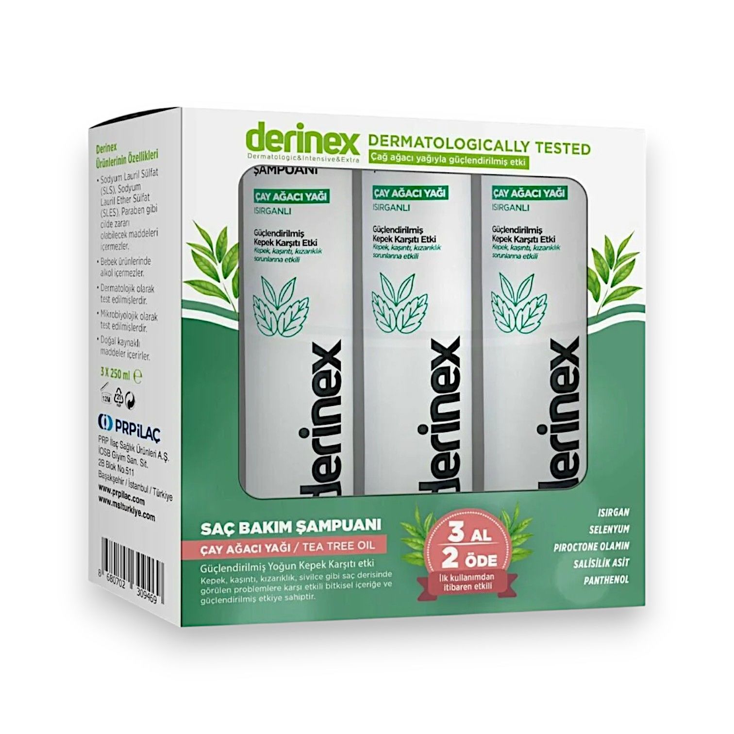 Derinex Çay Ağacı Yağı İçeren Selenyumlu Şampuan 250 mL 3 AL 2 ÖDE