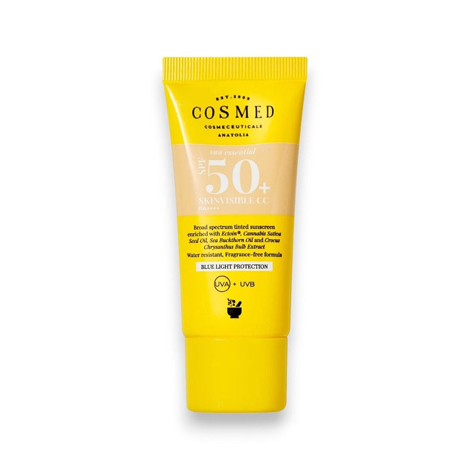 Cosmed Sun Essential Skinvisible CC SPF50 Tüm Cilt Tipleri İçin Renkli CC Yüz Güneş Kremi Yeni Nesil Filtreler 30 ml