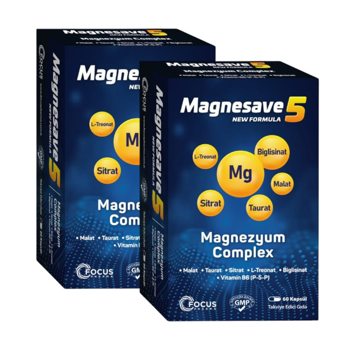 Magnesave 5 Magnezyum Complex 60 Kapsül 2 Kutu (2.si %50 İndirimli)