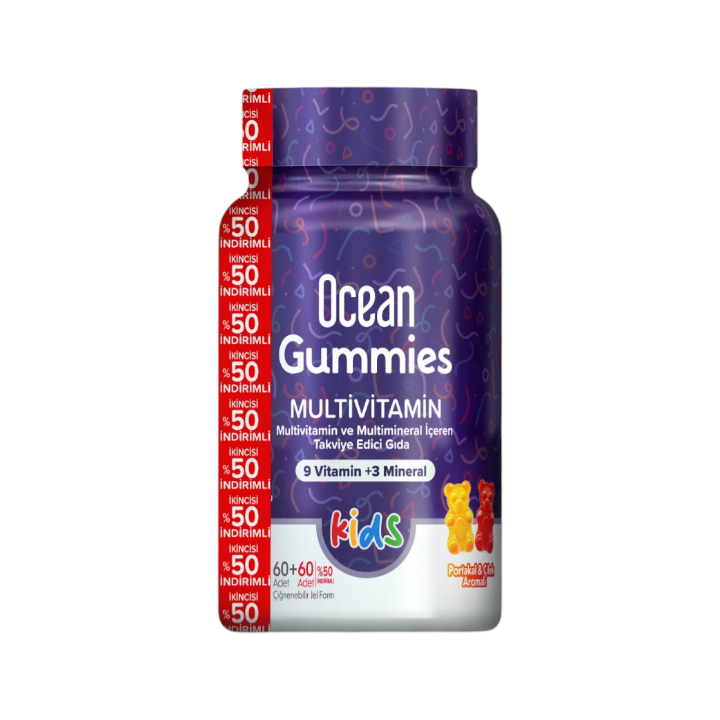 Ocean Kids Gummies Multivitamin 60+60 Çiğnenebilir Jel Form (Avantajlı Paket)
