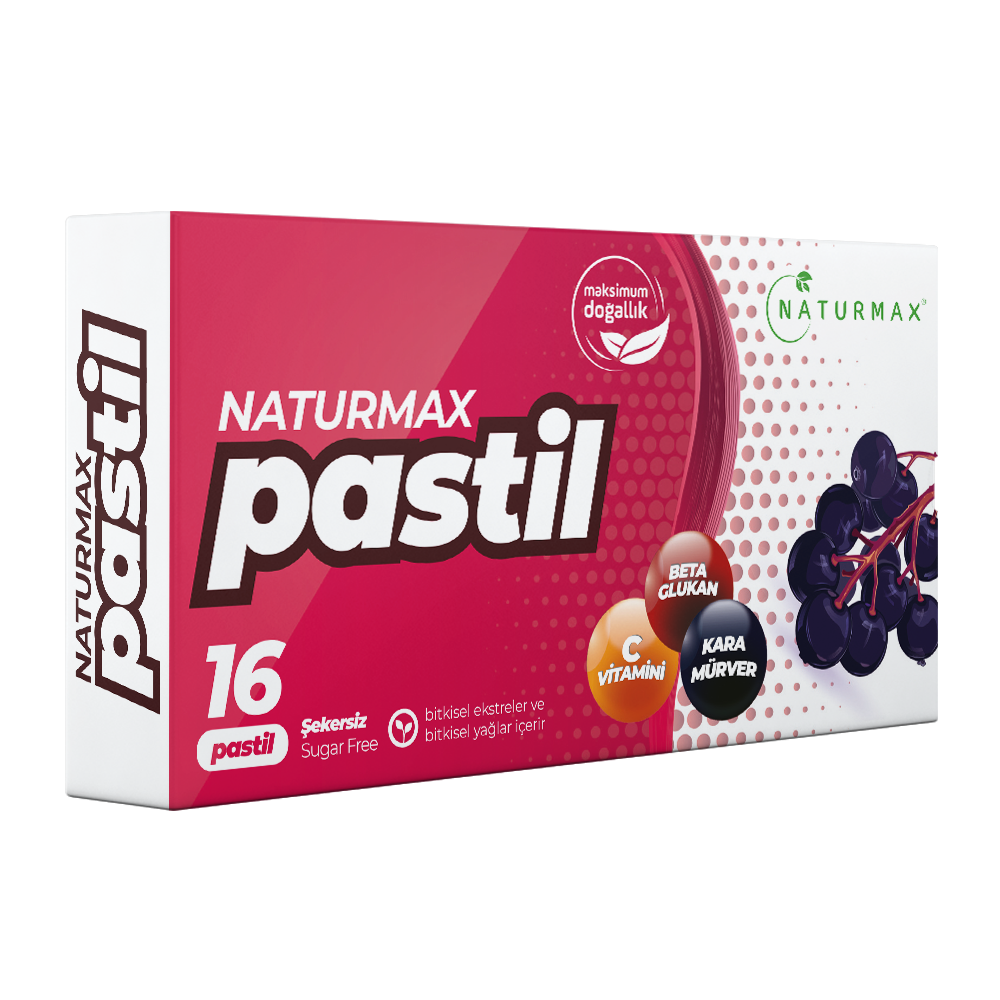 Naturmax (Kırmızı) C Vitamini, Beta Glukan, Kara Mürver Pastil 16 Adet