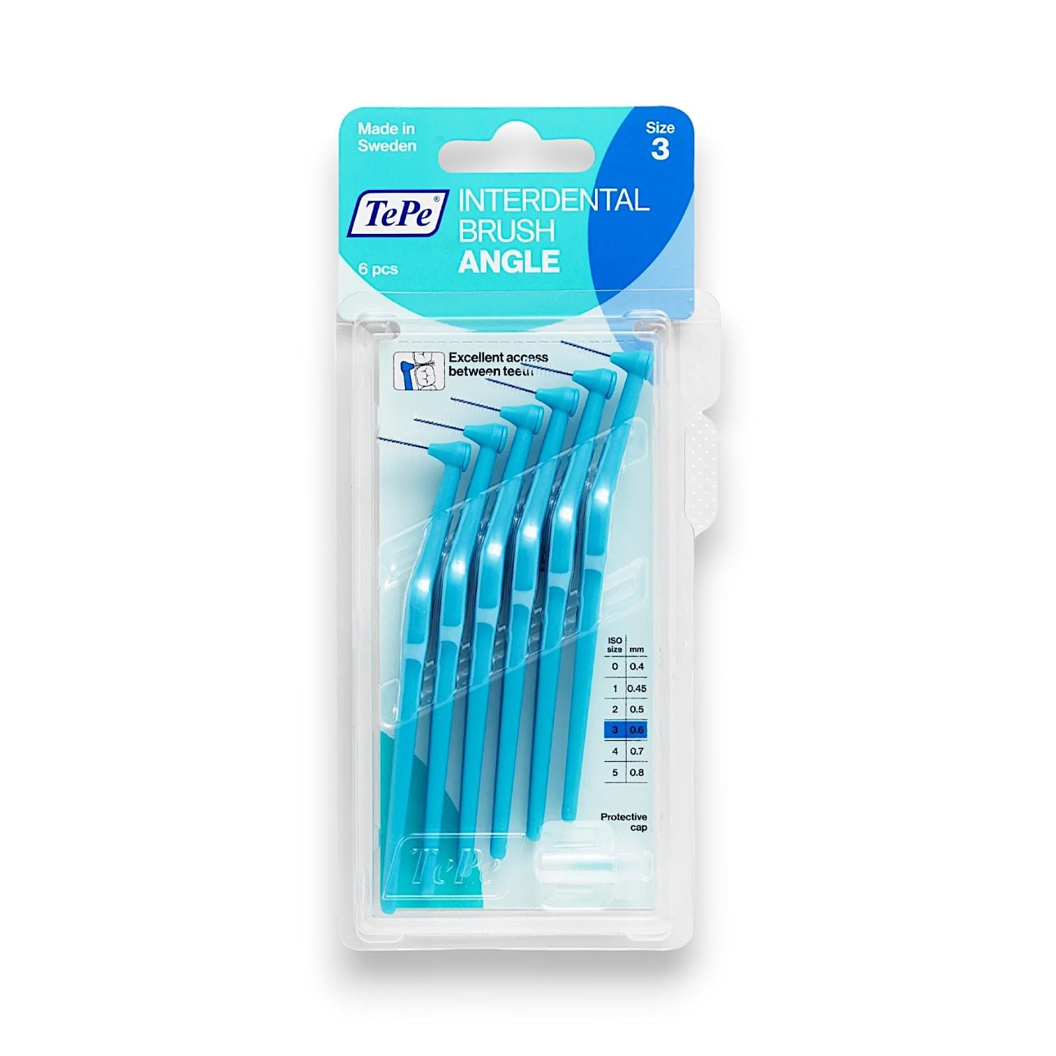 Tepe Angle Saplı Arayüz Fırçası Mavi 0,6 mm 6'lı