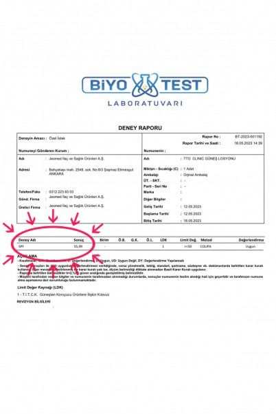 TTO Clinic Yüz ve Vücut Güneş Losyonu Spf50 100 ml
